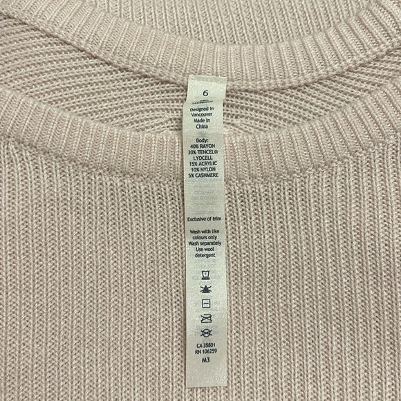 Lululemon Cabin Yogi Long Sleeve Sweater In NTBL/WHT Natural Blush NWT Size 6 - Picture 9 of 11